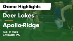 Deer Lakes  vs Apollo-Ridge  Game Highlights - Feb. 2, 2023