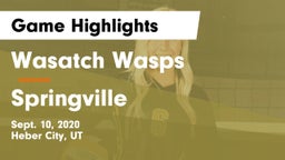 Wasatch Wasps vs Springville  Game Highlights - Sept. 10, 2020
