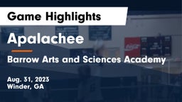 Apalachee  vs Barrow Arts and Sciences Academy Game Highlights - Aug. 31, 2023