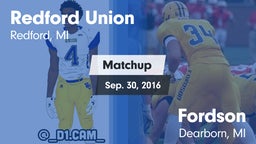 Matchup: Redford Union vs. Fordson  2016