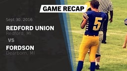 Recap: Redford Union  vs. Fordson  2016