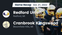 Recap: Redford Union  vs. Cranbrook Kingswood  2022