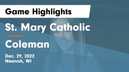 St. Mary Catholic  vs Coleman  Game Highlights - Dec. 29, 2022