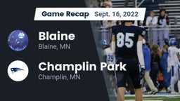 Recap: Blaine  vs. Champlin Park  2022