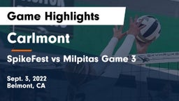 Carlmont  vs SpikeFest vs Milpitas Game 3 Game Highlights - Sept. 3, 2022