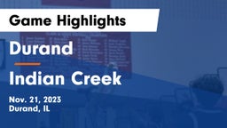 Durand  vs Indian Creek  Game Highlights - Nov. 21, 2023