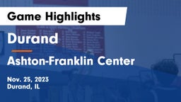 Durand  vs Ashton-Franklin Center  Game Highlights - Nov. 25, 2023