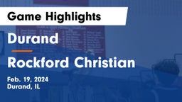 Durand  vs Rockford Christian  Game Highlights - Feb. 19, 2024