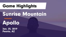 Sunrise Mountain  vs Apollo  Game Highlights - Jan. 25, 2019