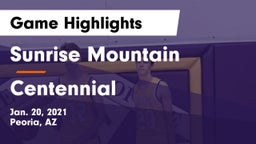 Sunrise Mountain  vs Centennial  Game Highlights - Jan. 20, 2021