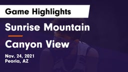 Sunrise Mountain  vs Canyon View  Game Highlights - Nov. 24, 2021