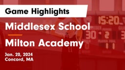 Middlesex School vs Milton Academy Game Highlights - Jan. 20, 2024