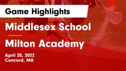 Middlesex School vs Milton Academy Game Highlights - April 20, 2022