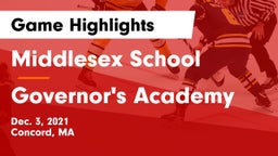 Middlesex School vs Governor's Academy  Game Highlights - Dec. 3, 2021