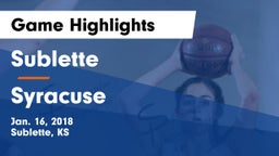 Sublette  vs Syracuse  Game Highlights - Jan. 16, 2018