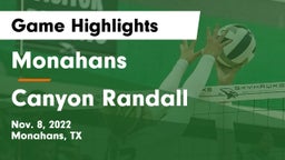 Monahans  vs Canyon Randall Game Highlights - Nov. 8, 2022