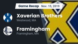 Recap: Xaverian Brothers  vs. Framingham  2019