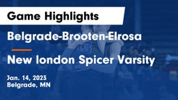 Belgrade-Brooten-Elrosa  vs New london Spicer Varsity Game Highlights - Jan. 14, 2023