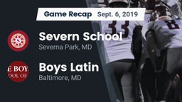 Recap: Severn School vs. Boys Latin  2019