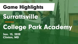 Surrattsville  vs College Park Academy Game Highlights - Jan. 15, 2020