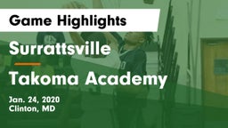 Surrattsville  vs Takoma Academy  Game Highlights - Jan. 24, 2020