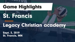 St. Francis  vs Legacy Christian academy Game Highlights - Sept. 3, 2019