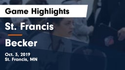 St. Francis  vs Becker  Game Highlights - Oct. 3, 2019