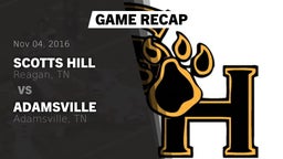 Recap: Scotts Hill  vs. Adamsville  2016