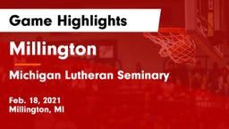 Millington  vs Michigan Lutheran Seminary  Game Highlights - Feb. 18, 2021