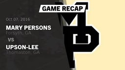Recap: Mary Persons  vs. Upson-Lee  2016