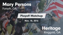Matchup: Mary Persons HS vs. Heritage  2016