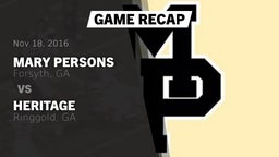 Recap: Mary Persons  vs. Heritage  2016