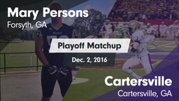 Matchup: Mary Persons HS vs. Cartersville  2016