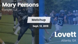 Matchup: Mary Persons HS vs. Lovett  2019