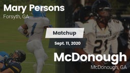 Matchup: Mary Persons HS vs. McDonough  2020