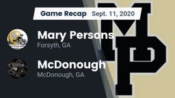 Recap: Mary Persons  vs. McDonough  2020