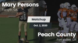 Matchup: Mary Persons HS vs. Peach County  2020