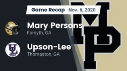 Recap: Mary Persons  vs. Upson-Lee  2020