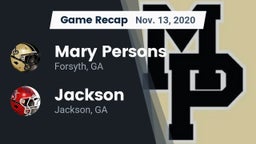 Recap: Mary Persons  vs. Jackson  2020