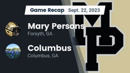 Recap: Mary Persons  vs. Columbus  2023