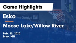 Esko  vs Moose Lake/Willow River  Game Highlights - Feb. 29, 2020