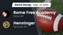 Recap: Rome Free Academy  vs. Henninger  2022