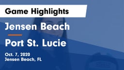 Jensen Beach  vs Port St. Lucie  Game Highlights - Oct. 7, 2020