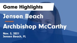 Jensen Beach  vs Archbishop McCarthy  Game Highlights - Nov. 3, 2021