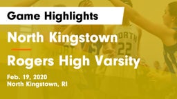 North Kingstown  vs Rogers High Varsity Game Highlights - Feb. 19, 2020