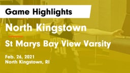 North Kingstown  vs St Marys Bay View Varsity Game Highlights - Feb. 26, 2021
