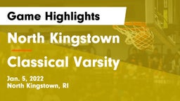 North Kingstown  vs Classical Varsity Game Highlights - Jan. 5, 2022