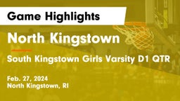 North Kingstown  vs South Kingstown Girls Varsity D1 QTR Game Highlights - Feb. 27, 2024