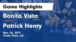 Bonita Vista  vs Patrick Henry  Game Highlights - Nov. 26, 2019