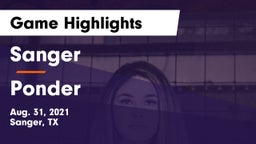 Sanger  vs Ponder Game Highlights - Aug. 31, 2021